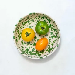 Puglia Handmade Crockery & Dinnerware|Bowls^Puglia Green Splatter Bowl, 19cm
