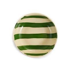 Puglia Handmade Crockery & Dinnerware|Bowls^Puglia Green Stripe Bowl, 19cm