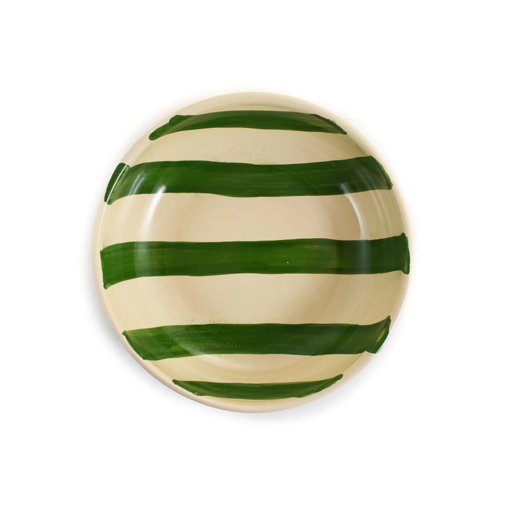 Puglia Handmade Crockery & Dinnerware|Bowls^Puglia Green Stripe Bowl, 19cm