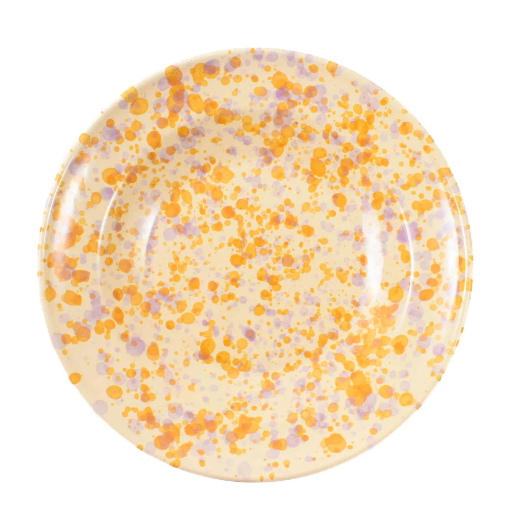 Puglia Handmade Crockery & Dinnerware|Bowls^Puglia Lilac and Yellow Splatter Pasta Bowl, 29cm