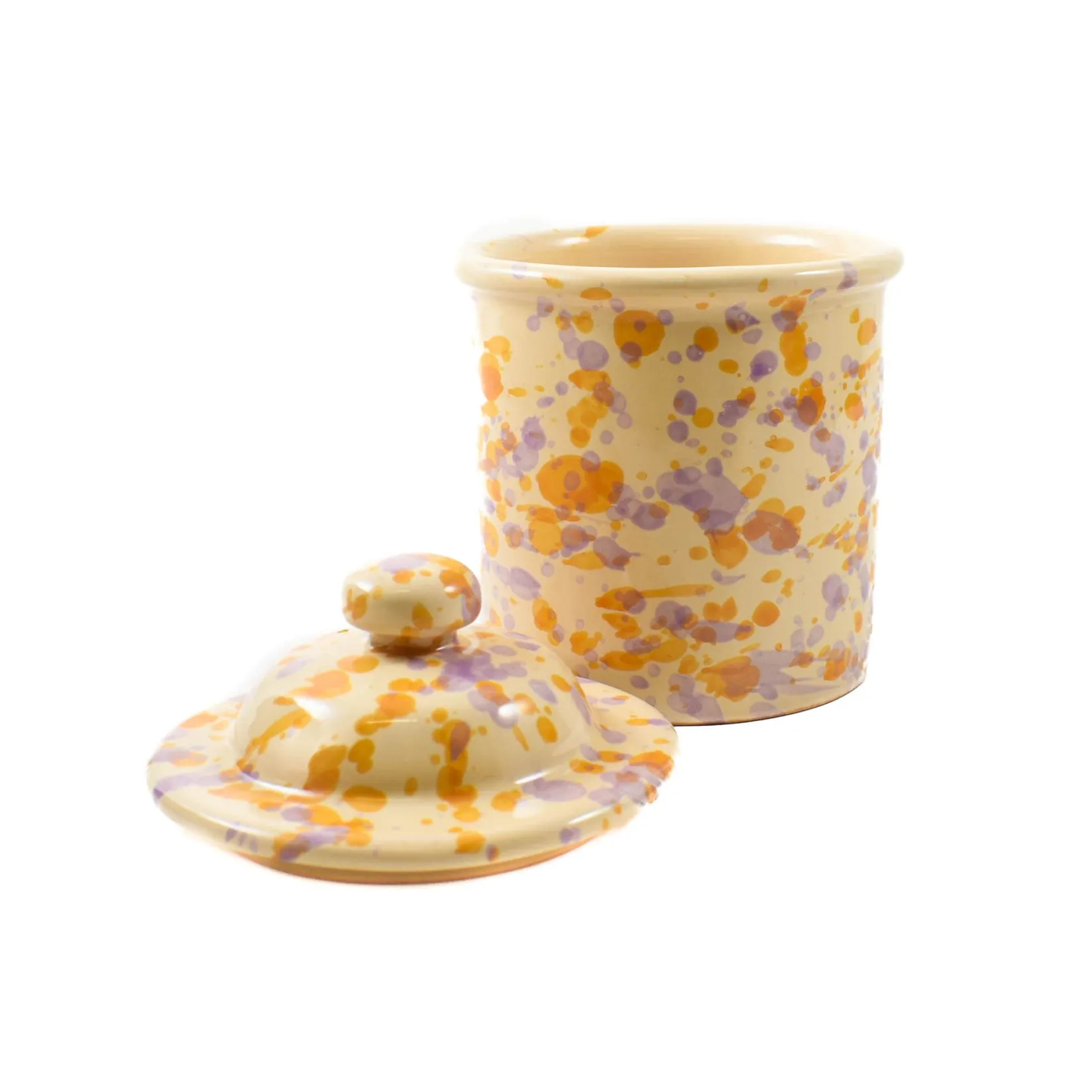 Puglia Handmade Tableware Brands^Puglia Lilac and Yellow Splatter Storage Jar, 15cm