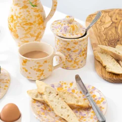 Puglia Handmade Tableware Brands^Puglia Lilac and Yellow Splatter Storage Jar, 15cm