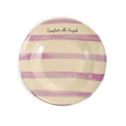 Puglia Handmade Tableware Brands^Puglia "Spaghetti Alle Vongole" Lilac Stripe Pasta Bowl, 29cm