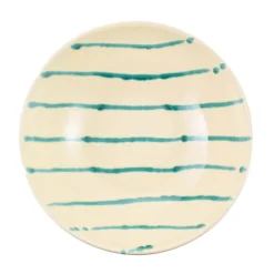 Puglia Handmade Crockery & Dinnerware|Bowls^Puglia Teal Stripe Pasta Bowl, 28cm