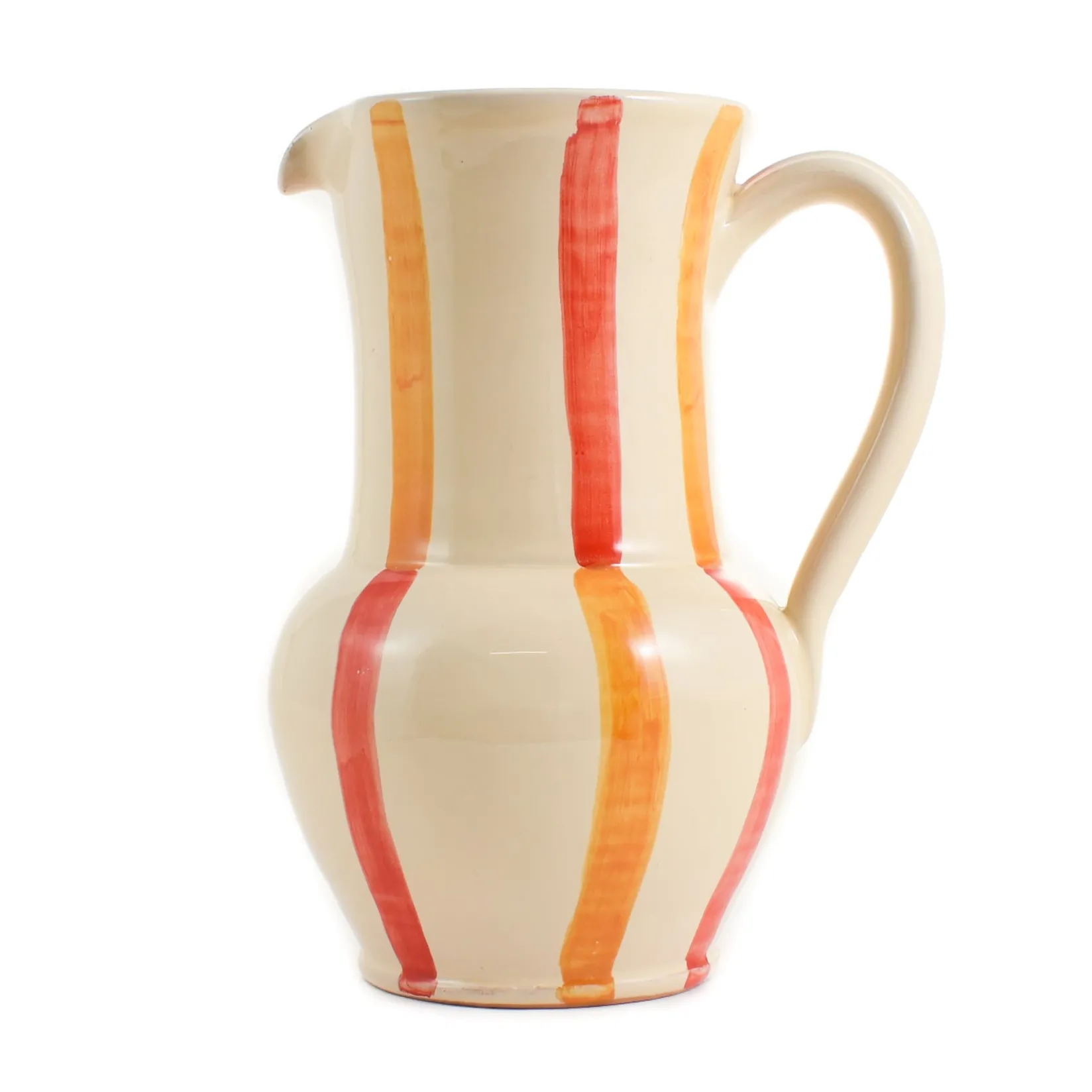 Puglia Handmade Tableware Brands|Jugs & Bottles^Puglia Yellow and Red Stripe Pitcher