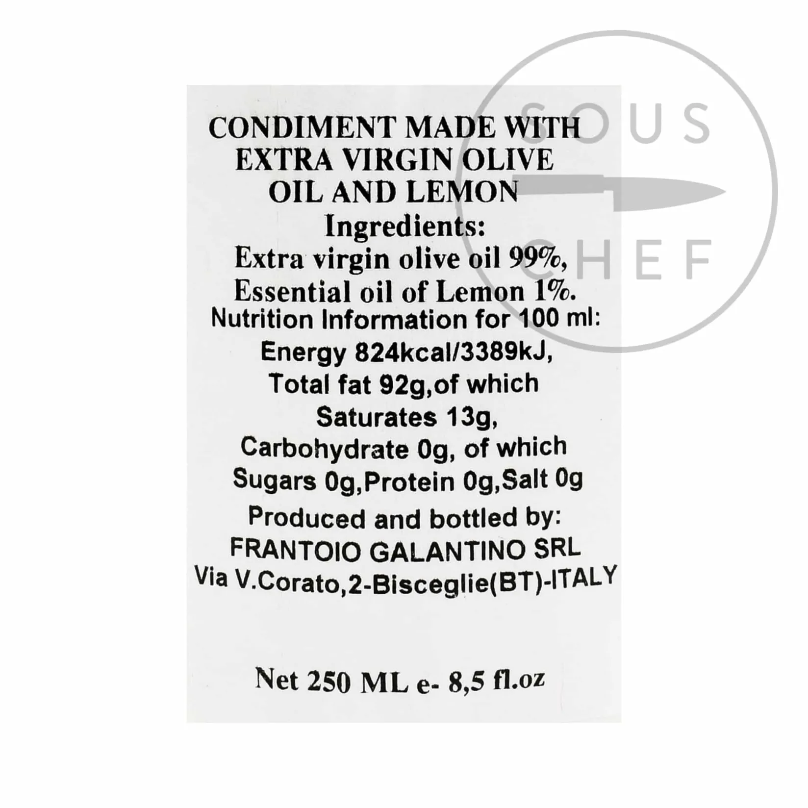 Galantino Italian Ingredients|Extra Virgin Olive Oil^Puglian Olive Oil with Lemon in Terracotta Bottle, 250ml