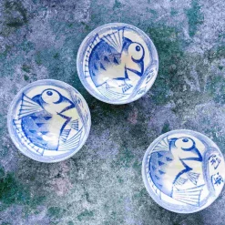 Kiji Stoneware & Ceramics Japanese Ingredients|Japanese Tableware^Rice Bowl With Blue Fish, 12cm