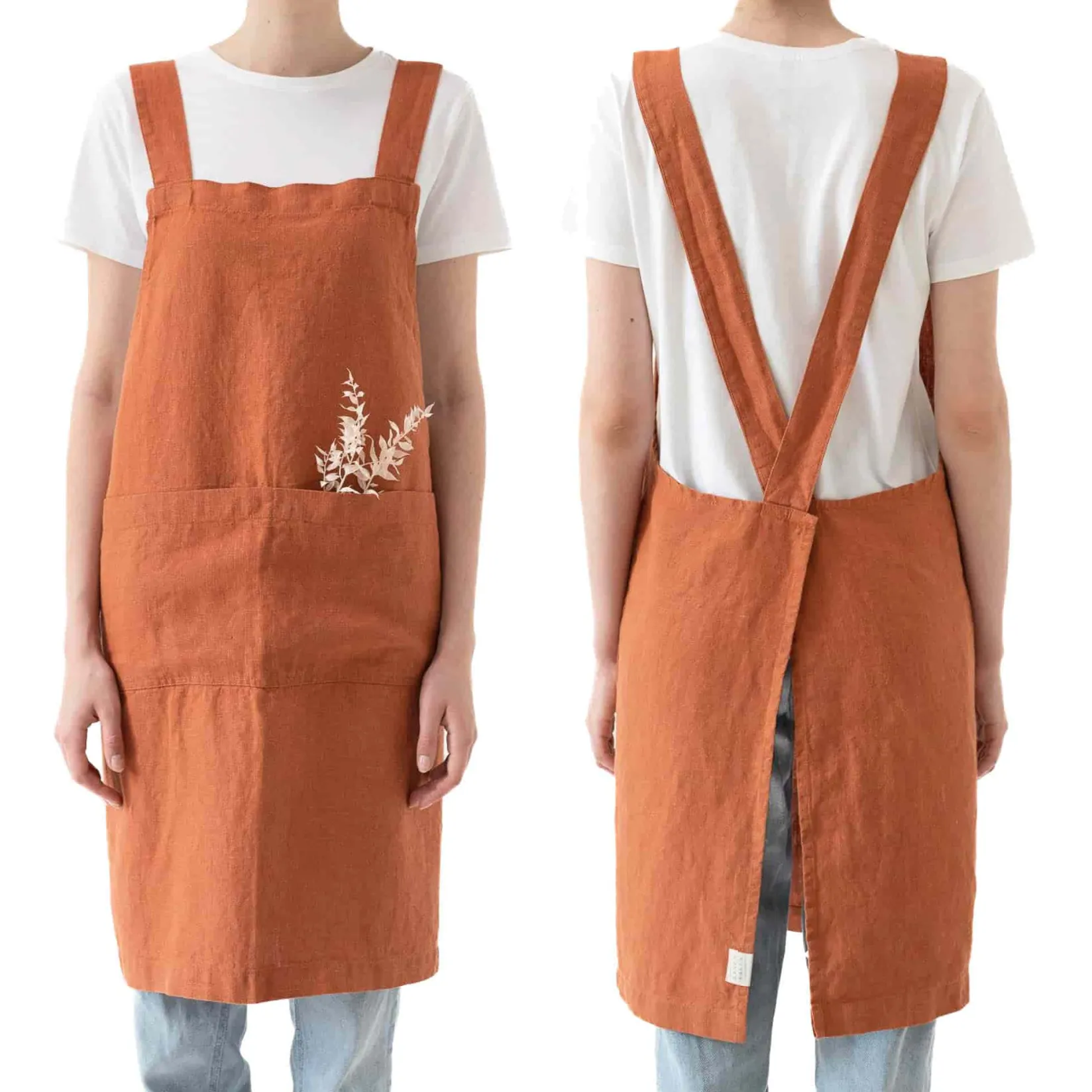 Linen Tales Kitchen Textiles & Clothing^Rust Crossback Linen Apron