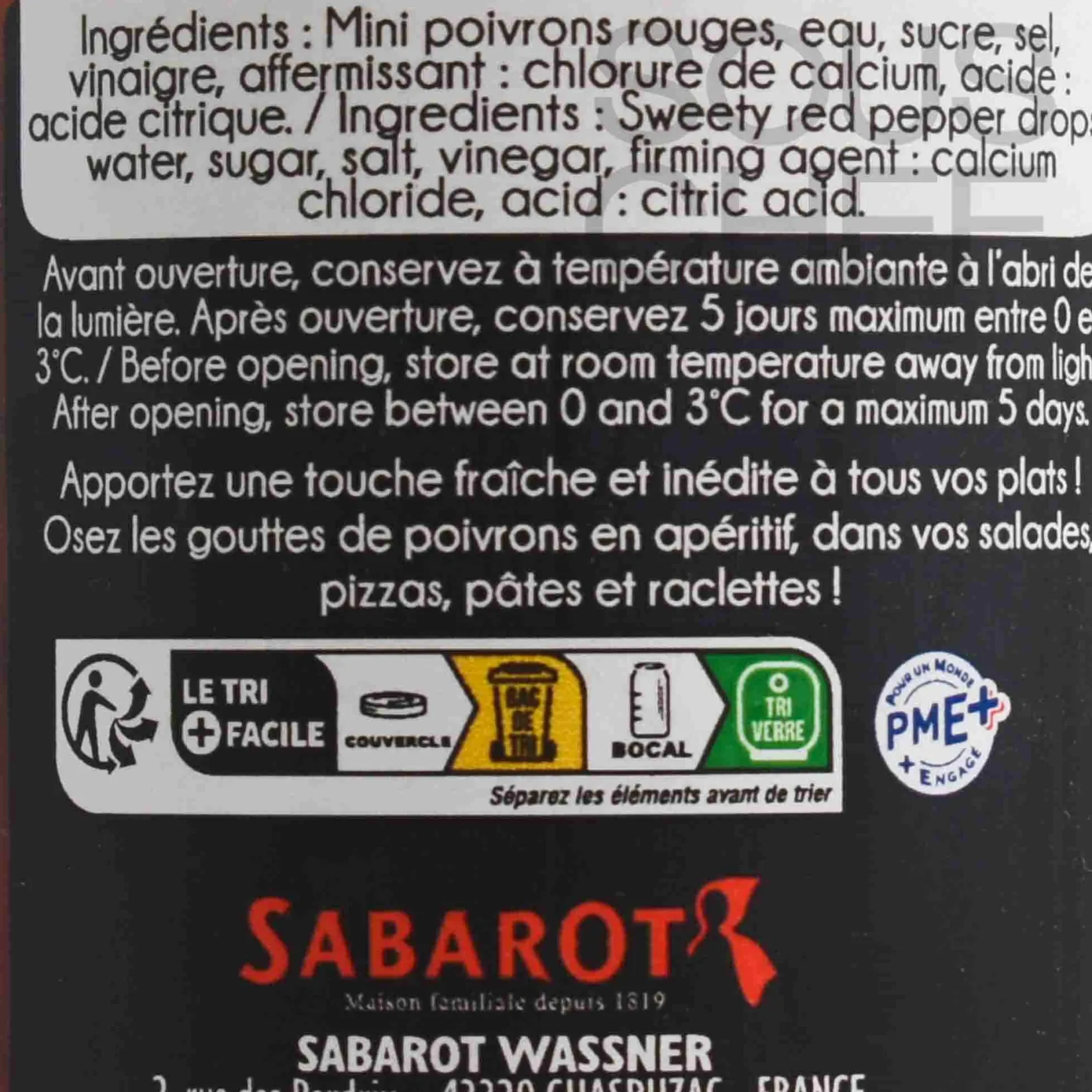 Sabarot Ingredients Brands|Vegetables^Red Pepper Drops, 22.8cl