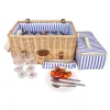 Les Jardin de la Comtesse Picnicware|Disposable Tableware^Saint-Malo Blue Striped Picnic Basket with Table, 4 Person