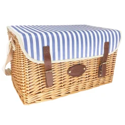 Les Jardin de la Comtesse Picnicware|Disposable Tableware^Saint-Malo Blue Striped Picnic Basket with Table, 4 Person