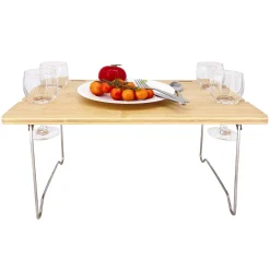 Les Jardin de la Comtesse Picnicware|Disposable Tableware^Saint-Malo Blue Striped Picnic Basket with Table, 4 Person