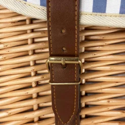 Les Jardin de la Comtesse Picnicware|Disposable Tableware^Saint-Malo Blue Striped Picnic Basket with Table, 4 Person