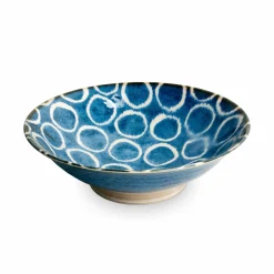 Kiji Stoneware & Ceramics Japanese Ingredients|Japanese Tableware^Sakuru Shallow Bowl Blue, 24cm