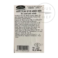 La Fattoria Di Parma Ingredients Brands|Italian Ingredients^Salami Felino IGP Riserva with Wooden Carving Board, 300g