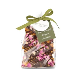 Bramble & Hedge Ingredients Brands|Chocolate & Sweets^Salted Caramel, Rose Petal & Dark Belgian Chocolate Peanut Brittle, 200g