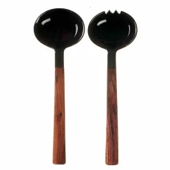 Sarah Petherick Tableware Brands|Serveware^Black Horn and Wood Salad Servers Set