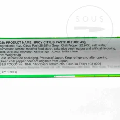 S&B Ingredients Brands|Japanese Ingredients^Spicy Citrus Yuzu Paste In Tube, 43g