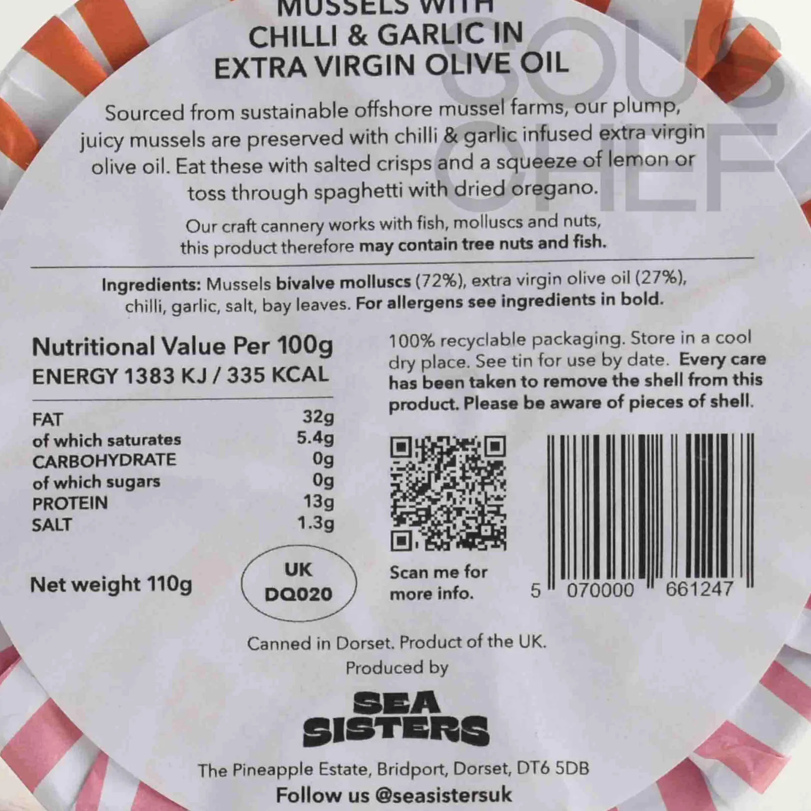 Sea Sisters Ingredients Brands|Tinned Fish & Seafood^Tinned Mussels With Chilli & Garlic Oil 110g
