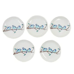 Seikou Japanese Ingredients|Plates^Porcelain Birds on Branch Garnish Plates, Set of 5, 5.5cm