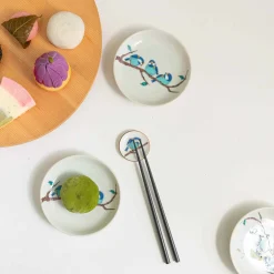 Seikou Japanese Ingredients|Plates^Porcelain Birds on Branch Garnish Plates, Set of 5, 5.5cm