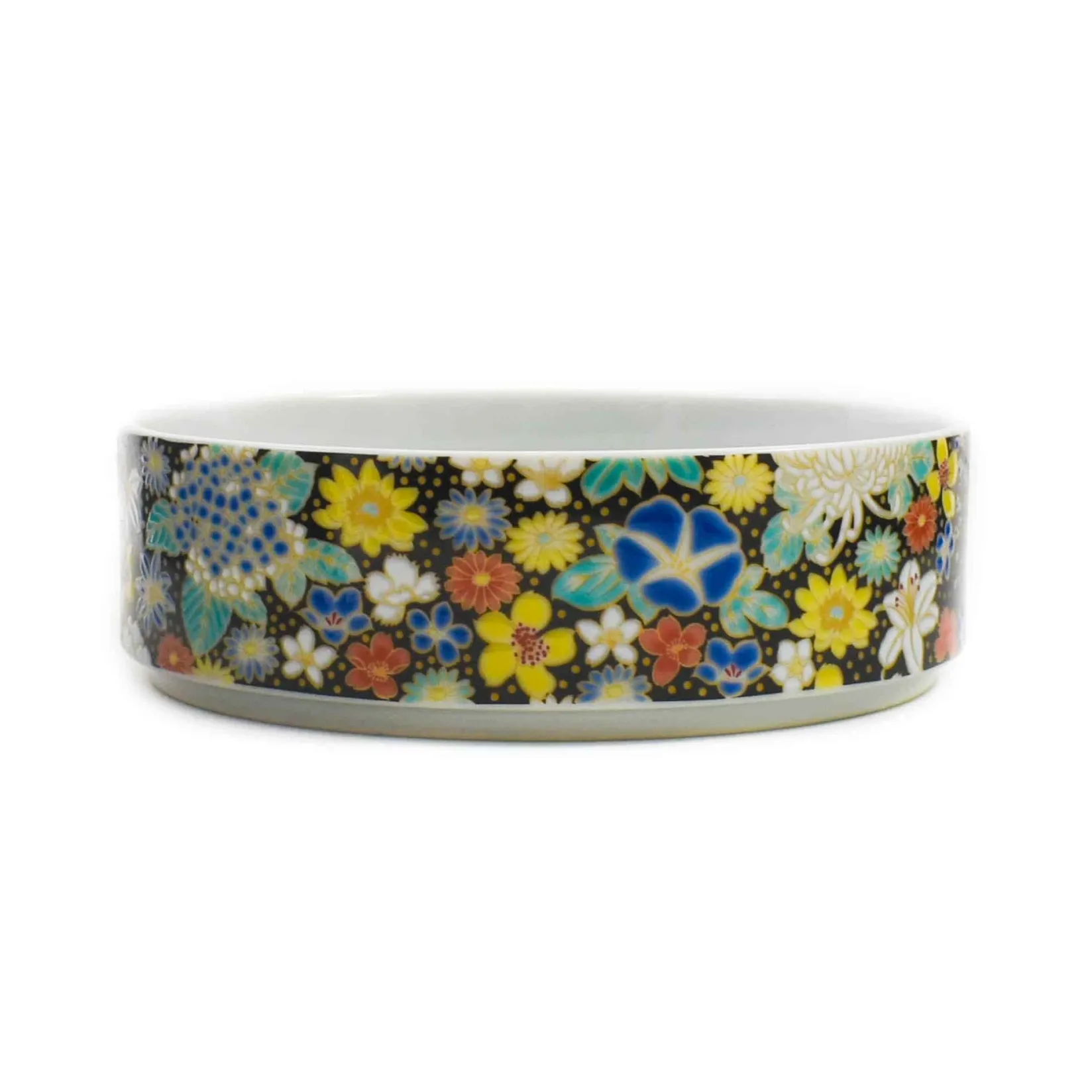 Seikou Tableware Brands|Japanese Ingredients^Porcelain Black Floral Motif Sweets Container, 3 Compartments
