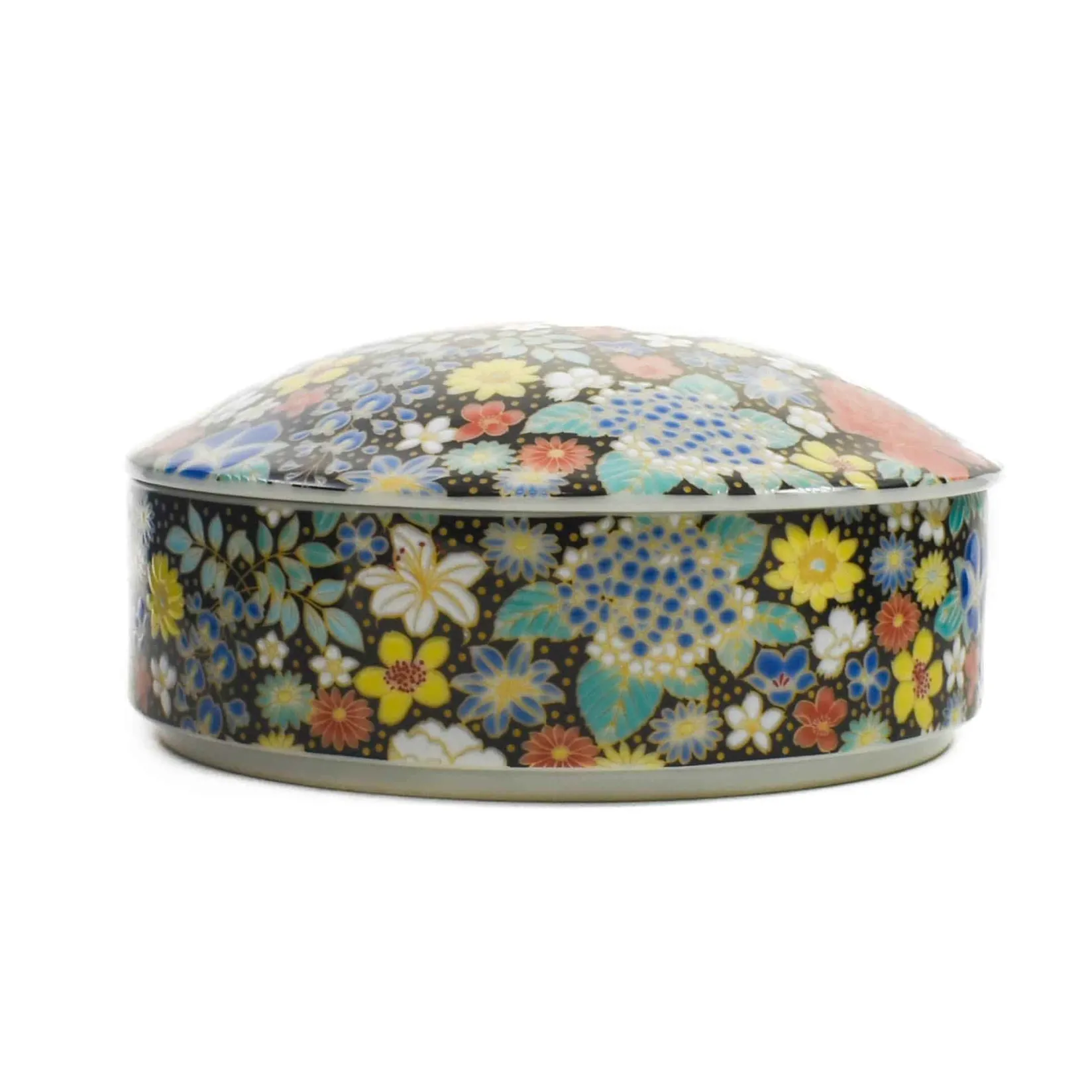 Seikou Tableware Brands|Japanese Ingredients^Porcelain Black Floral Motif Sweets Container, 3 Compartments