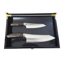 Suncraft Kitchen Knives^Seki 3 Layer Knife Duo with Wooden Gift Box