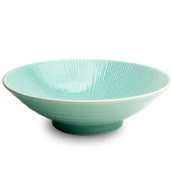 Kiji Stoneware & Ceramics Japanese Ingredients|Japanese Tableware^Senkei Shallow Bowl, Turquoise, 24cm