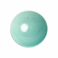 Kiji Stoneware & Ceramics Japanese Ingredients|Japanese Tableware^Senkei Shallow Bowl, Turquoise, 24cm