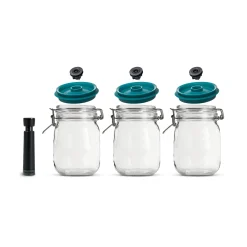 Airtender Tableware Brands|Food Storage & Containers^Set of 3 x Kilner Clip Top Jars with Vacuum Seal Lids