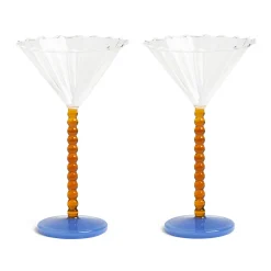 &Klevering Tableware Brands|Cocktail Making & Barware^Set of 2 Amber Bubble Stem Martini Glasses, 150ml
