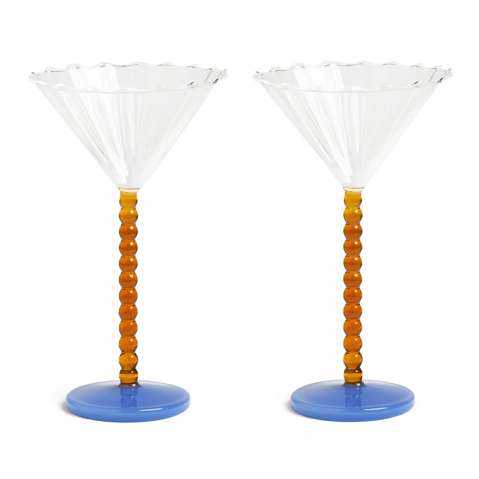 &Klevering Tableware Brands|Cocktail Making & Barware^Set of 2 Amber Bubble Stem Martini Glasses, 150ml
