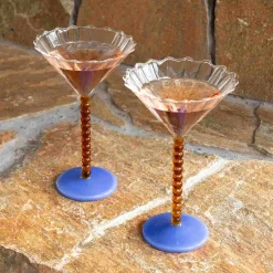 &Klevering Tableware Brands|Cocktail Making & Barware^Set of 2 Amber Bubble Stem Martini Glasses, 150ml