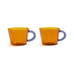 &Klevering Tableware Brands^Set of 2 Amber Glass Tea Cups, 300ml
