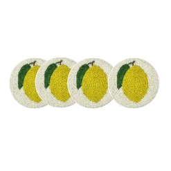 My Gifts Trade Tableware Brands^Set of 4 Beaded Lemon Coasters