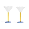 &Klevering Tableware Brands|Table Setting^Set of 2 Blue & Yellow Stem Martini Glasses
