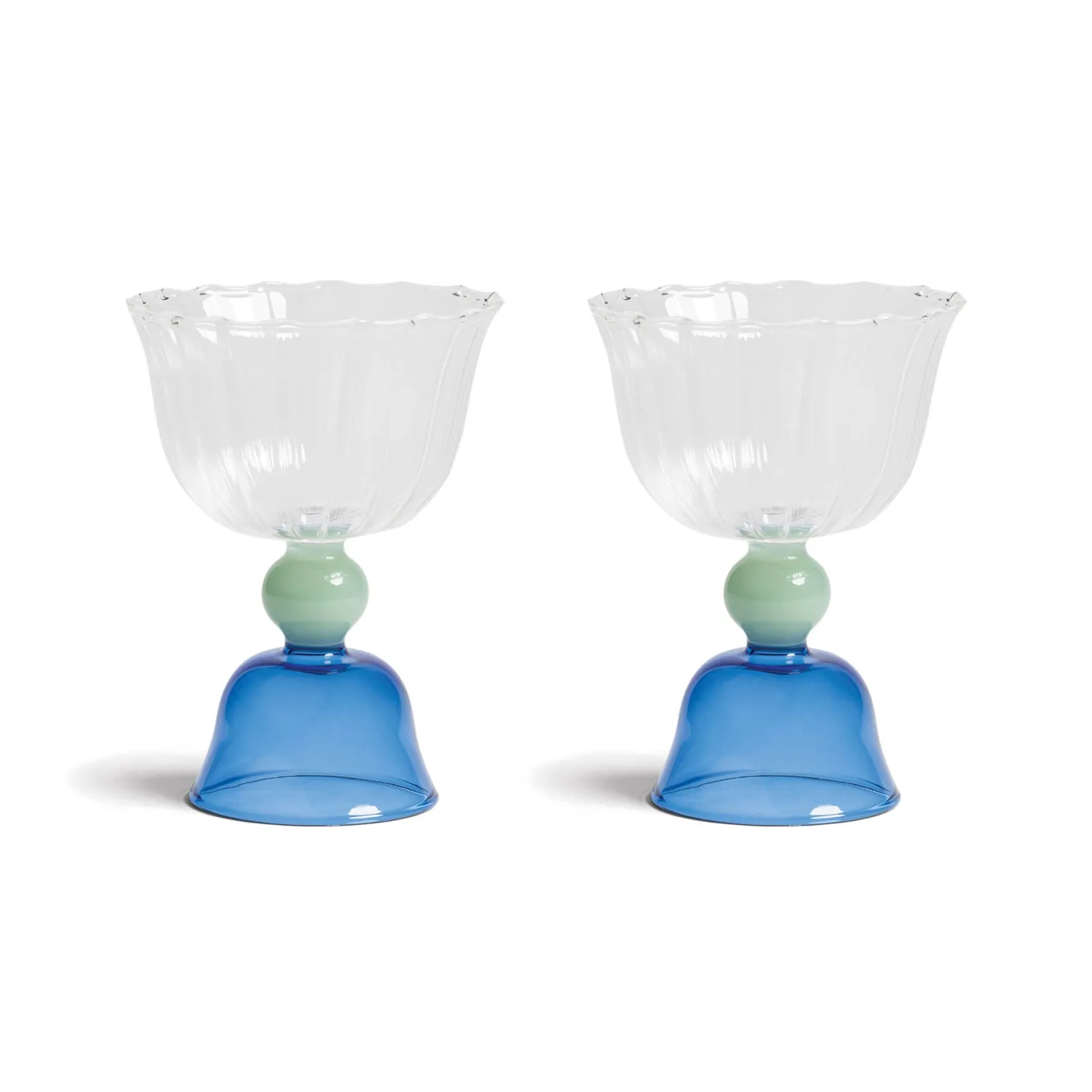 &Klevering Table Setting|Drinking Glasses^Set of 2 Blue Tulip Coupe Glasses