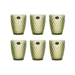 Bright Glassware Tableware Brands^Set of 6 Green Diamond Tumblers, 270ml