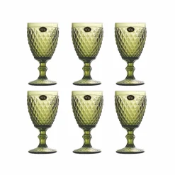 Bright Glassware Tableware Brands^Set of 6 Green Diamond Wine Glasses, 350ml