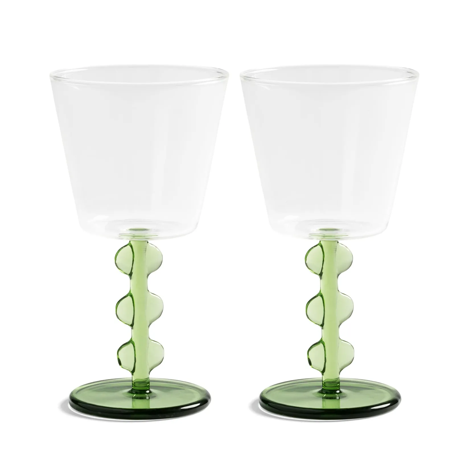 &Klevering Tableware Brands^Set of 2 Green Petal Wine Glasses, 200ml