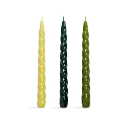 &Klevering Table Setting|Tableware Brands^Set of 3 Green Twisted Candles