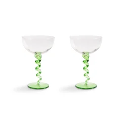 &Klevering Tableware Brands|Cocktail Making & Barware^Set of 2 Green Twisted Coupe Glasses, 300ml