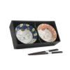 Emro Aziatica Crockery & Dinnerware|Bowls^Set of 2 Lucky Cat Rice Bowls with Chopsticks