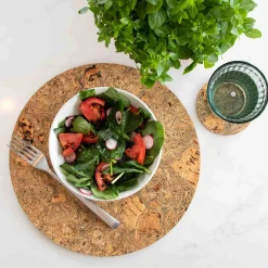 Liga Tableware Brands^Set of 4 Marbled Cork Round Placemats, 30cm