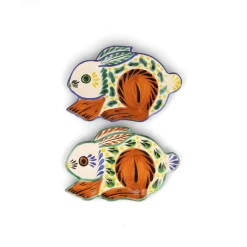 Gorky Pottery Plates|Crockery & Dinnerware^Set of 2 Mexican Hand Painted Rabbit Plates, 17cm