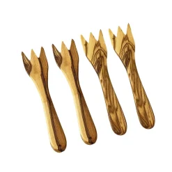 Naturally Med Cutlery|Tableware Brands^Set of 4 Olive Wood Snacking Forks