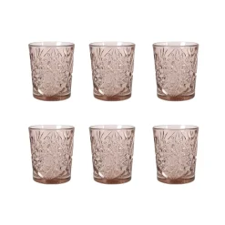 Bright Glassware Tableware Brands^Set of 6 Pink Hobstar Tumbler, 350ml
