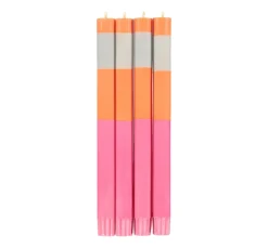 British Colour Standard Table Setting|Tableware Brands^Set of 4 Pink Orange Colourblock Candles