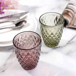 Bright Glassware Tableware Brands^Set of 6 Purple Diamond Tumblers, 270ml